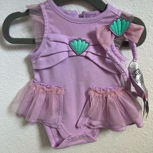 Disney Baby Newborn Little Mermaid Outfit with matching Headband. NWT